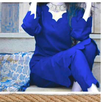Elegant 2PC Plain Suit – Minimal Design in Brown, Blue & Red