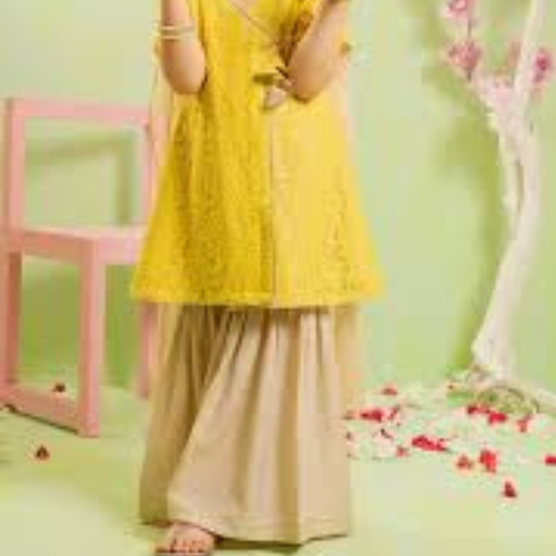 Adorable Yellow Baby Frock – Elegant Full Design Outfit