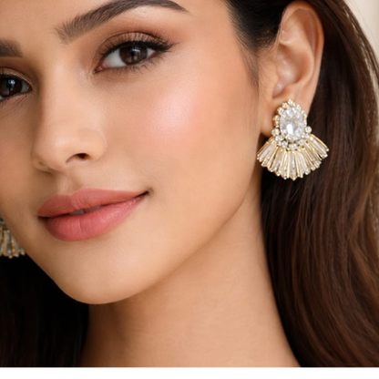Minimal Gold Stud Earrings with Large Pearl – Elegant & Cute