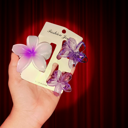 Viral Floral Hair Clutcher – Purple & White Elegant Hair Accessory