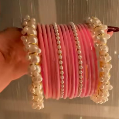 Elegant Indian Chura Set – Pink, Maroon & Blue Bridal Bangles Collection