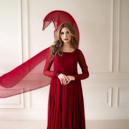 Premium chiffon Maroon Maxi – Graceful, Flowy & Elegant Wear
