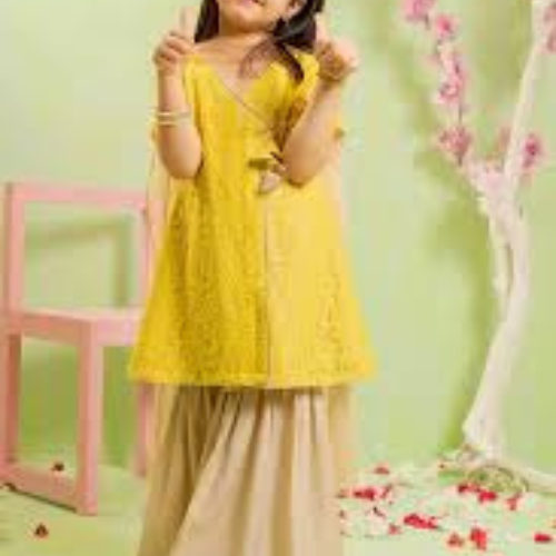 Adorable Yellow Baby Frock – Elegant Full Design Outfit