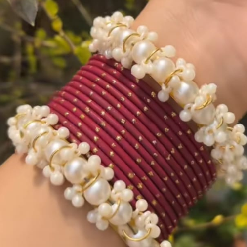 Elegant Indian Chura Set – Pink, Maroon & Blue Bridal Bangles Collection