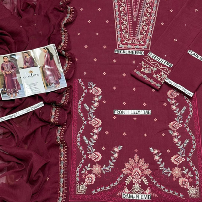 Embroidered Lawn Suit with Bamber Chiffon Dupatta