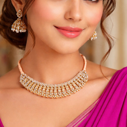 Luxury Gold Statement Necklace Set – Bridal & Festive Wear