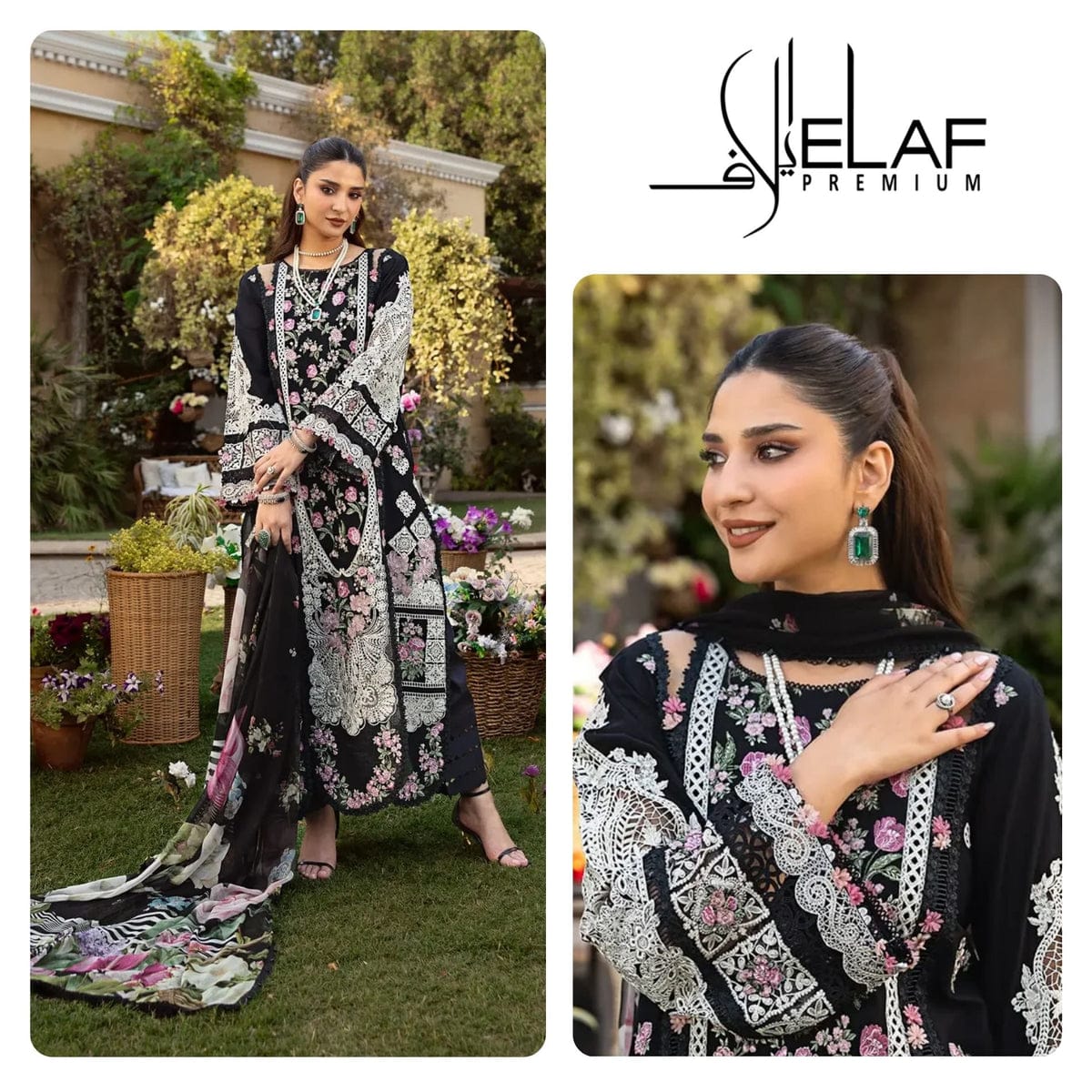 “Where midnight black meets blooming florals 🖤🌸”