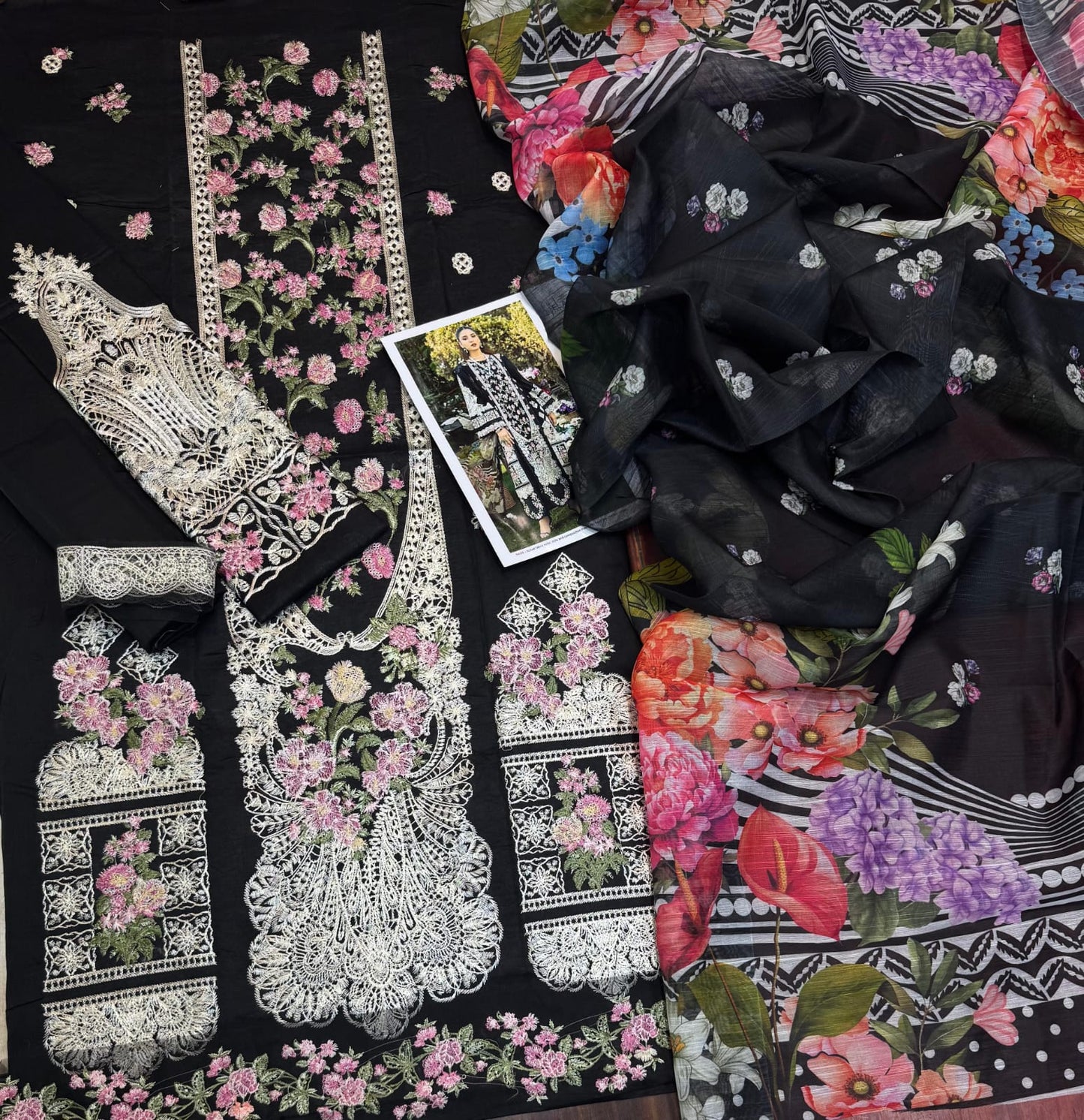 “Where midnight black meets blooming florals 🖤🌸”